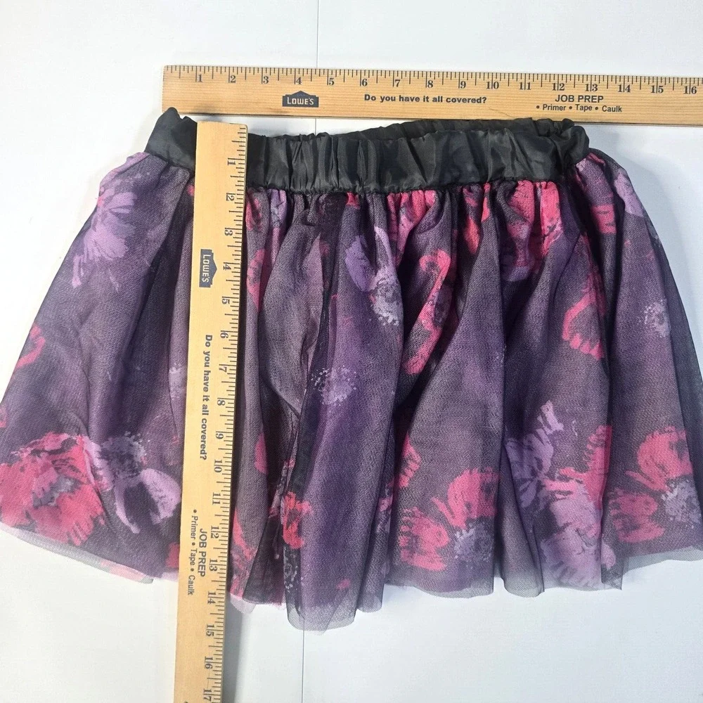 Gymboree Tutu‎ Skirt Girls 12 Purple Floral Whimsigoth Balletcore Layered Tulle